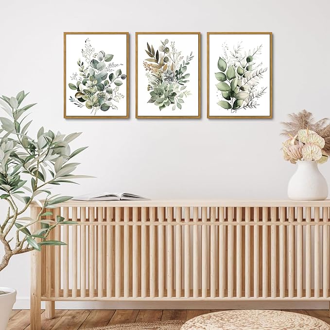 Bwodke Botanical Wall Art Plant Floral Watercolor Canvas Prints Set of 3 Framed - Image 9