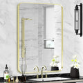 Gold Framed Bathroom Mirror, Brushed Gold Bathroom Vanity Wall Mirror, Rounded by Minuover