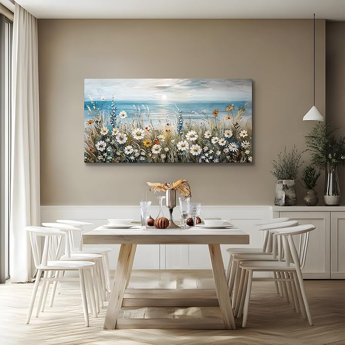 SERIMINO Large Wall Art for Living Room, Coastal Landscape Wall Decor, Beach - Image 3