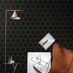 Black and Gold Wallpaper Geometric Peel and Stick Wallpaper - Image 3