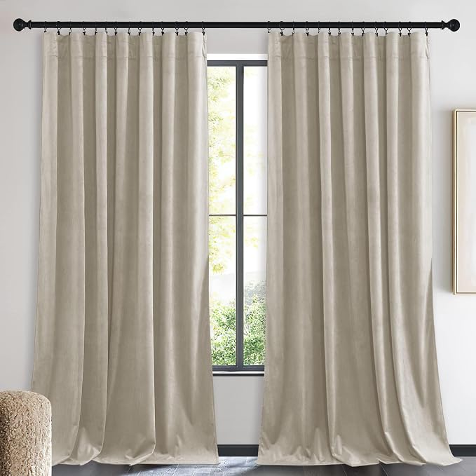 NICETOWN Camel Velvet Curtains 84 Inch Long 62 Wide, Rod Pocket Room Darkening - Image 3