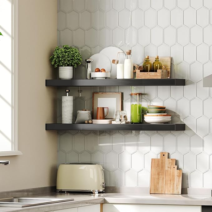 HOOBRO Floating Shelves for Wall, Wall Mounted Shelf Set of 2, 31.5" Hanging - Image 4
