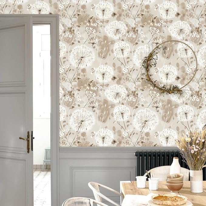 Nukofal Flora Peel and Stick Wallpaper Dandelion Wallpaper Floral Contact Paper - Image 3