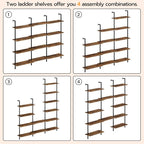 HOOBRO DIY Ladder Shelf, 6-Tier Wall Mounted Bookshelf, Office Vertical Bookcase - Image 6