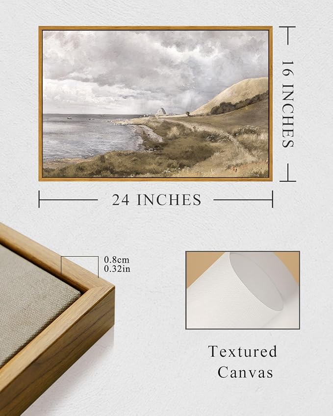 InSimSea Framed Canvas Wall Art Vintage Decor, Coastal Seaside Landscape - Image 5
