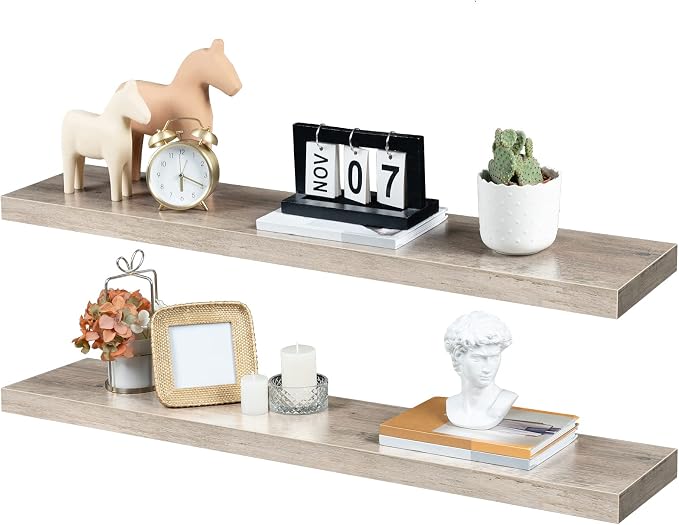 HOOBRO Floating Shelves for Wall, Wall Mounted Shelf Set of 2, 39.4" Hanging - Image 9