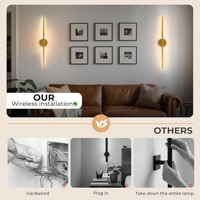 GvvooHome 1 Pack Battery Operated Wall Sconce Detachable 360°Rotate, Wireless - Image 3