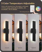 EDISHINE 2 Pack LED Outdoor Wall Lights Dimmable, 3000K 4000K 5000K, 15.7" - Image 4