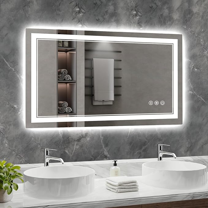48x28 Inch LED Bathroom Mirror by Wedhouc