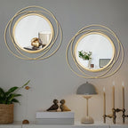 2 Set. Circle Mirrors for Wall Decor for Living Room Bedroom Bathroom Entryway - Image 2