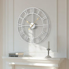 Cuspin 20 Inch Wall Clock Large Silver Decorative Clocks, Modern Metal Round - Image 2