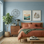 FUKU MON Light Blue Grasscloth Wallpaper Peel and Stick 24" x 394" Thickened - Image 3