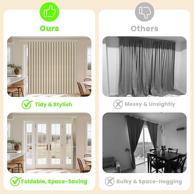 AJAZZ Blackout Accordion Door Curtain 98"x106" Cream Yellow - Image 2