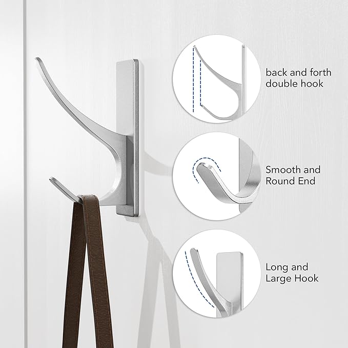 pickpiff Silver Self Adhesive Coat Hooks - Image 6