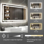 Backlit Bathroom Mirror, 55x30 Inch Gradient Front and Backlit Mirror, 3 Colors - Image 5