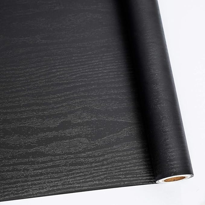Abyssaly Black Wood Peel and Stick Paper 17.7In X 590 in Decorative by Abyssaly