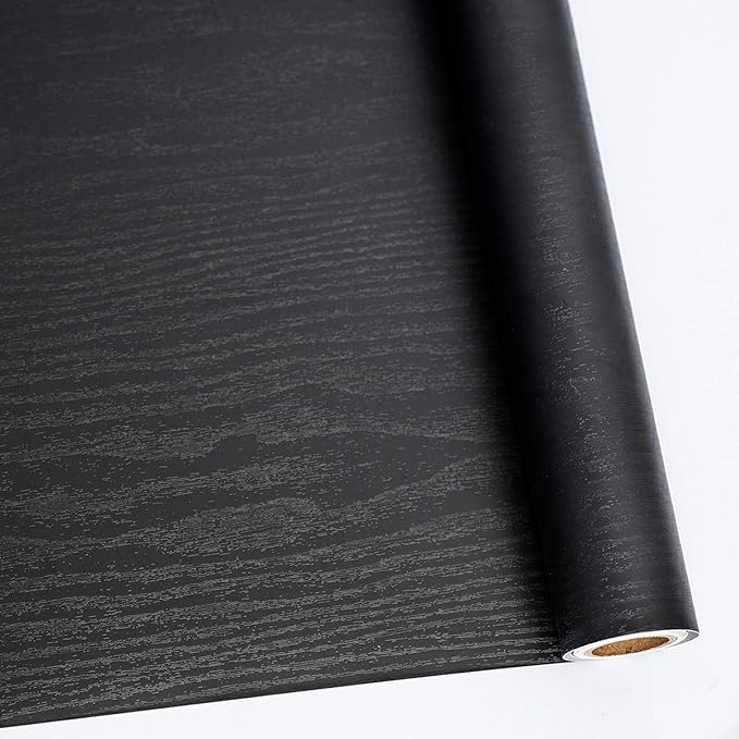 Abyssaly Black Wood Peel and Stick Paper 17.7 in X 413 in Decorative by Abyssaly