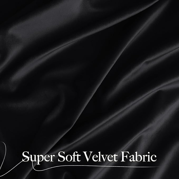 NICETOWN Black Velvet Blackout Curtains, Solid Heavy Matt Rod Pocket - Image 4