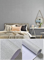 Fabric Peel and Stick Wallpaper Gray Faux Grasscloth Wallpaper Self-Adhesive - Image 6
