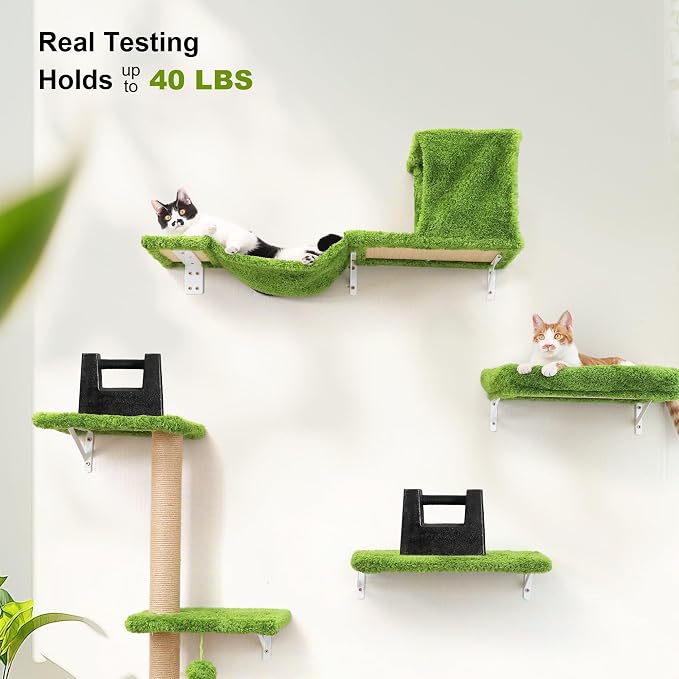 FUKUMARU Cat Wall Shelves, Stable & Safe 5 in 1 Cat Walls Furniture Set - Image 5