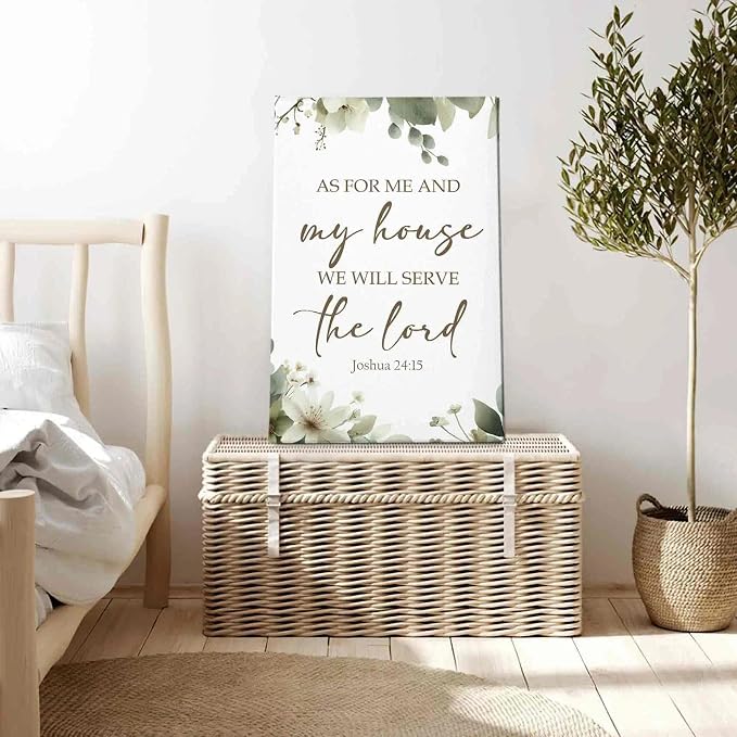 HIWX Christian Wall Decor, as for Me and My House Bible Verses Sage Green - Image 3