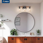 Amico 3-Light Farmhouse Vanity Light Fixture, Rustic Wood Bathroom Light - Image 3