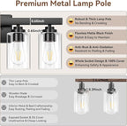 VerRon 4 Lights Bathroom Light Fixtures, Matte Black Modern Vanity Lights Over - Image 5