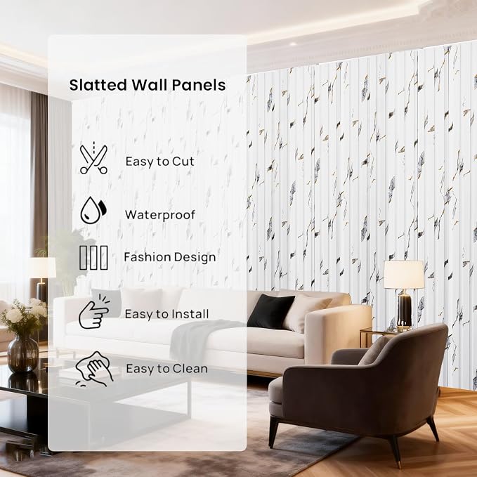 16 Pack Faux Marble Slat Wall Panels - Image 4