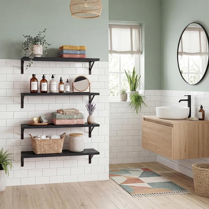 YGEOMER Floating Shelves for Wall, 23in Black Wall Shelves for Living Room - Image 4