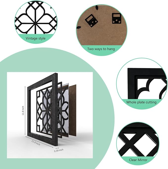 ZEXUIRU 4 Set. Rustic Wall Mirrors - Image 6