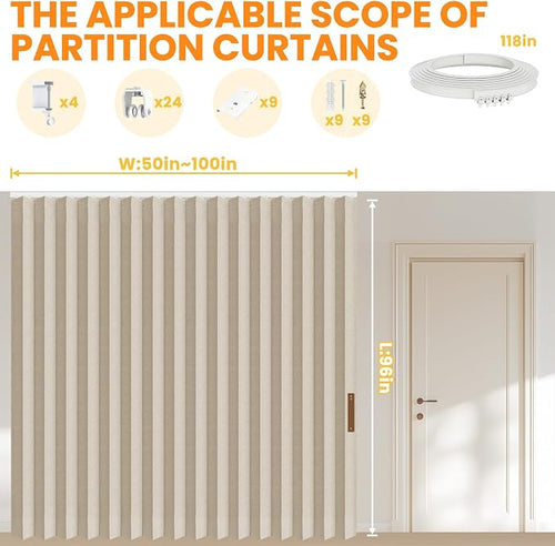 100% Blackout Room Divider Curtains Ceiling Curtain Track Sets Blackout - Image 2