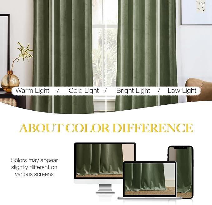 NICETOWN Sage Green Velvet Backdrop Curtains 144 inches Long 2 Panels, Wall - Image 4