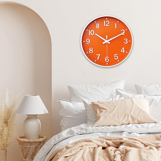 HZDHCLH Wall Clocks Battery Operated, Wall Clock Orange, 12 inch Wall Clock - Image 7