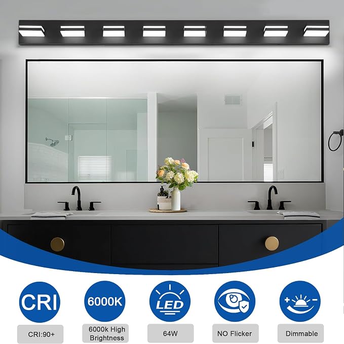 IZORRO LED Modern Bathroom Lights Fixtures, Matte Black Acrylic Wall Lighting - Image 4