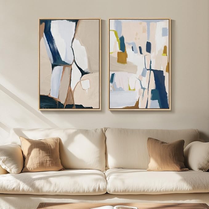 Framed Neutral Abstract Wall Art - Image 2