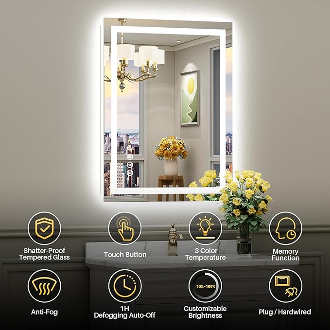 Briivue 28x36 Inch LED Bathroom Mirror - Image 2