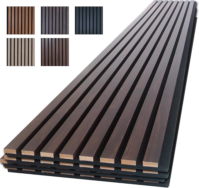 NeatiEase Wood Panels for Wall, 4-Piece 96" x 12.6" Soundproof Wood Slat Wall by NeatiEase