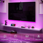 BAMEOS Floating Shelves with RGB LED, Wall Mounted Display Shelves Decoration - Image 3