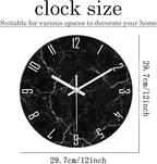 Black Minimalist Wall Clocks for Living Room Glass Marble Pattern Wall Clocks - Image 5