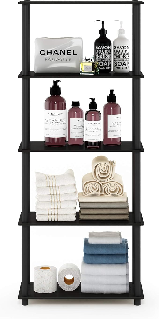 Furinno TURN-N-TUBE Storage Shelves, 5-Tier Book Shelf, Corner Shelf, Toolless - Image 3