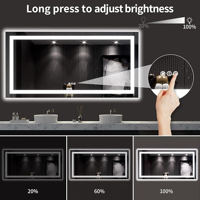 LOAAO 60X30 LED Bathroom Mirror - Image 4