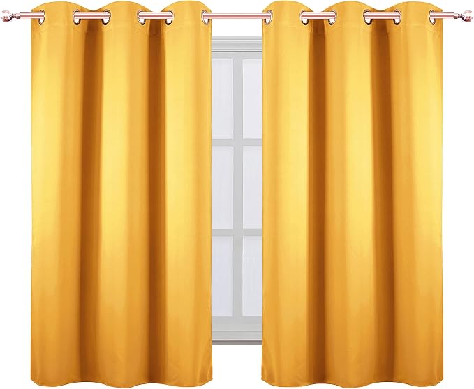 LEMOMO Yellow Blackout Curtains 34 x 54 Inch Length/Set of 2 Curtain - Image 2