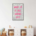 What If It All Works Out Poster Retro Newspaper Pink Font Canvas Wall Art - Image 7