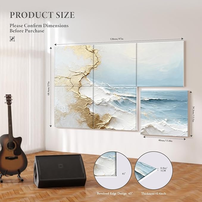JBER Acoustical Wall Panels, 47.2×27 Inches Art Acoustic Panels, Decorative - Image 2