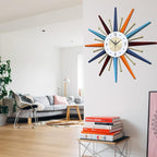 Large Wall Clock 31 Inch Modern Wall Clock Starburst Mid-Century Modern Decor - Image 6