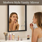Syndra Black Wood Frame Bathroom Mirror, Waterproof Slim Deep Frame, - Image 4