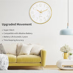Foxtop Gold Wall Clock 12 Inch Silent Non-Ticking Battery Operated Round Quartz - Image 3
