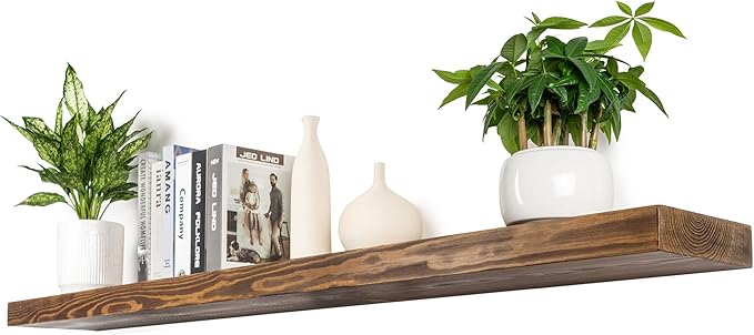 Rusitc Floating Shelves 48 inch Long 8 "deep Set of 1, Heavy Duty Wood Wall by xwne