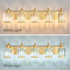 Modern Crystal Bathroom Vanity Light 5 Lights Crooked Gold Over Mirror Wall - Image 7
