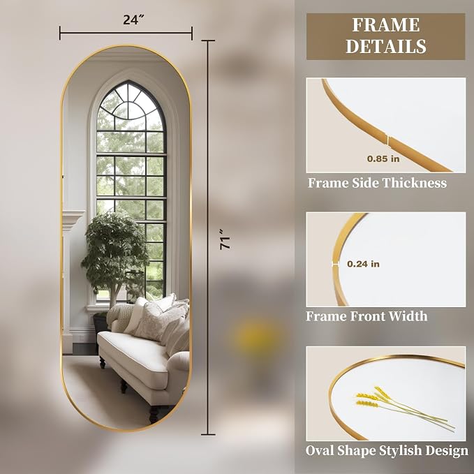 Oval Full Length Mirror, Ultra-Clear Explosion-Proof Dressing Mirror, Simple - Image 8
